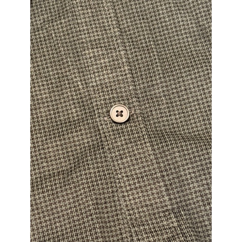 Express Mens Micro Houndstooth Button Down Shirt Dark Green Stretch Large NEW - Picture 5 of 7